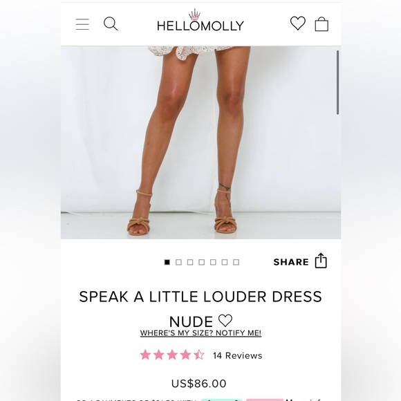 Hello Molly - Speak A Little Louder Dress Nude, Size Small XS - Picture 5 of 5